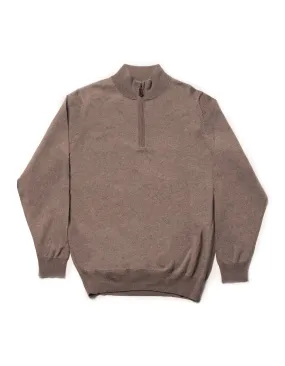 MERINO WOOL QUARTER ZIP UP - TAN