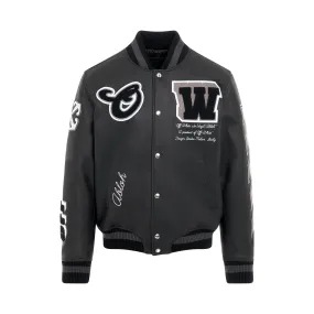 Moon Varsity Leather Jacket in Black